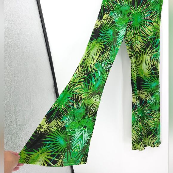 Michael Lauren Derby Wide-Leg Pants Jungle Green Modal Pull-One Tropical Large - Picture 4 of 13